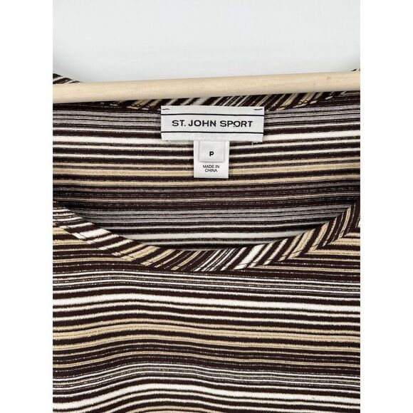 St. John Sport Size Small Brown Metallic Striped Sleeveless Knit Top Marie Gray - Picture 2 of 5